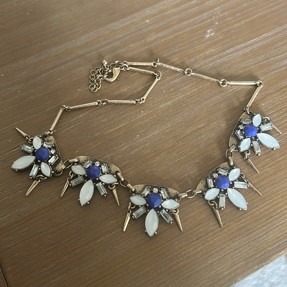 Blue & white statement necklace